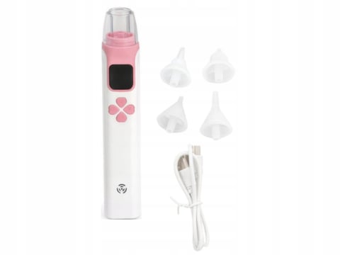 MAMA ȘI COPILUL - Aspirator nazal electric pentru copii, alb cu roz 18,5 x 4 cm, ecran digital, aspiratie reglabila, 4 capete, functie muzicala, reincarcabil USB