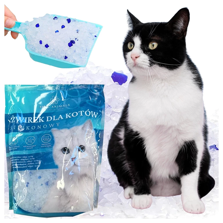 CASA & GRADINA - Asternut igienic pentru pisici 1,4 kg, silicat absorbant cu granule albastre