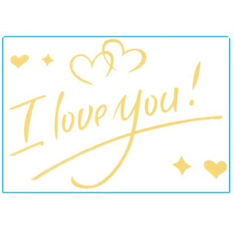 Autocolant decorativ I Love You cu inimioare, auriu, 21 x 29 cm, sticker autoadeziv din vinil pentru perete, geam, oglinda si mobilier [1]