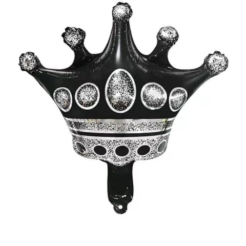 Balon folie cifra 3 cu coroana Happy Birthday 100 cm, negru, umflare aer sau heliu, aniversare decor petrecere [4]