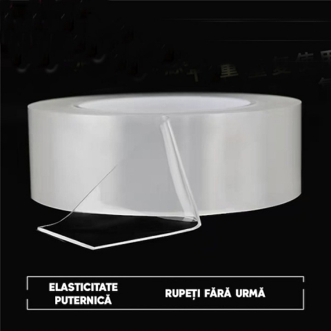Banda dublu adeziva pentru uz casnic, reutilizabila, lungime 5 m, latime 2 cm, transparenta [4]