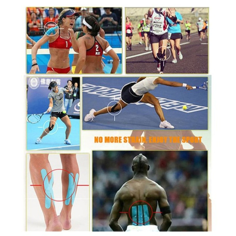 Banda kinesiologica bej 5 cm x 5 m, impermeabila, elastica, bumbac si elastan, suport muscular si articular pentru sport si recuperare [4]
