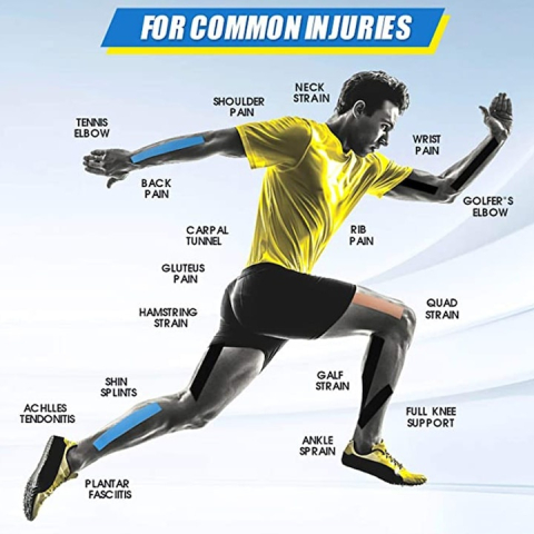 Banda kinesiologica bej 5 cm x 5 m, impermeabila, elastica, bumbac si elastan, suport muscular si articular pentru sport si recuperare [3]