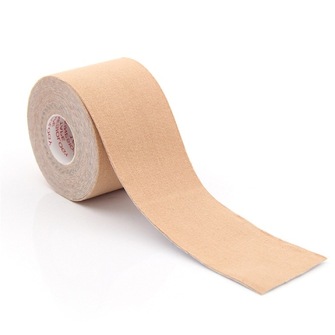 SPORT ȘI ACTIVITĂȚI - Banda kinesiologica bej 5 cm x 5 m, impermeabila, elastica, bumbac si elastan, suport muscular si articular pentru sport si recuperare