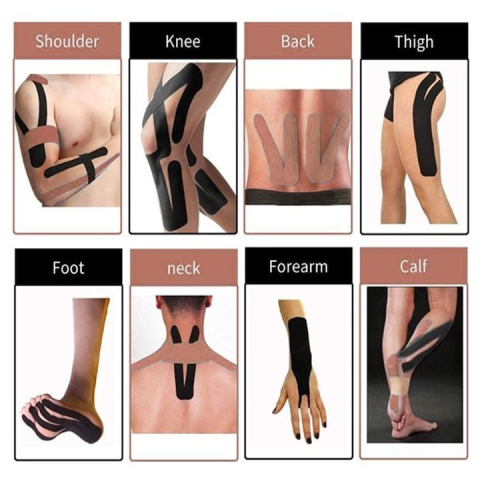 Banda kinesiologica neagra 5 cm x 4.9 m, impermeabila si elastica, suport muscular si articular pentru sport, fitness si recuperare [6]