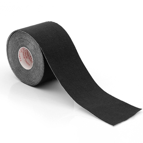 SPORT ȘI ACTIVITĂȚI - Banda kinesiologica neagra 5 cm x 5 m, impermeabila, elastica, bumbac si elastan, suport muscular si articular pentru sport si recuperare