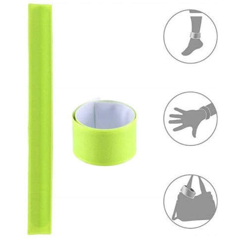 Protectie si siguranta - Banda reflectorizanta verde, 40x3 cm, ajustabila, pentru siguranta in intuneric – vizibilitate crescuta pentru mers, alergare, ciclism sau drumuri slab iluminate