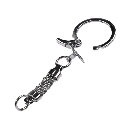 Baza breloc metalic cu carabina si inel rotund pentru chei, accesorii handmade, genti si portofele, 6.5 cm, argintiu [2]