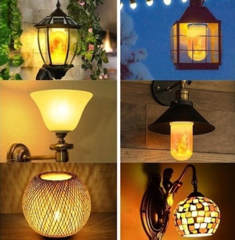 Bec LED flacara alb cald 15 x 6 cm, E27, 9W, efect flacara vie, 3 moduri iluminare, 1300-1800K, IP44, decorativ [8]