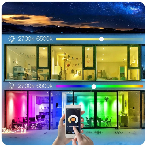 Bec LED inteligent RGB E27 A60, WiFi, 9W, 806 lm, lumina reglabila 2700-6500K, control prin aplicatie si comanda vocala [3]