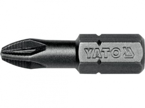 Surubelnite si biti - Bit profesional Yato 1/4", 25mm, cap PZ2, HRC 58-62, realizat din otel forjat, cu acoperire anticoroziva