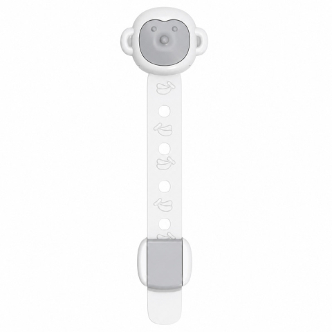 CASA & GRADINA - Blocator siguranta copii, alb, reglabil cu banda flexibila, model maimuta, protectie pentru dulapuri, sertare, frigider si mobilier