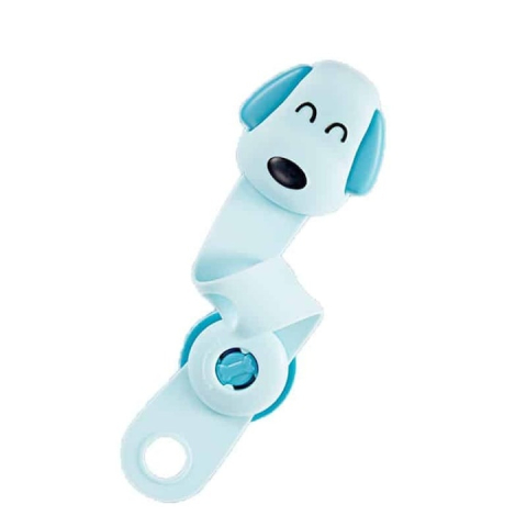 Blocator siguranta copii, albastru 24 x 5 cm, inchidere reglabila flexibila cu model catel, protectie pentru dulapuri, sertare si mobilier [4]