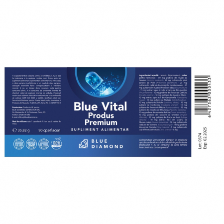 Blue Vital Premium, previne aparitia bolilor, 21 ingrediente, cantitate 90 capsule [1]