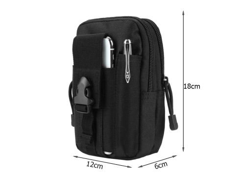 Borseta tactica militara MOLLE pentru centura, impermeabila, compartimentata, organizator EDC, outdoor camping, drumetii, ciclism, neagra [7]