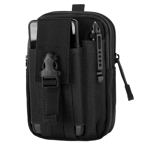 ELECTRONICE - Borseta tactica militara MOLLE pentru centura, impermeabila, compartimentata, organizator EDC, outdoor camping, drumetii, ciclism, neagra