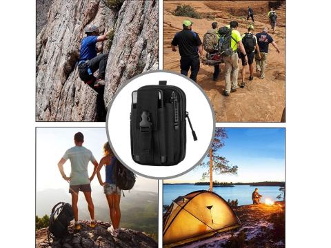 Borseta tactica militara MOLLE pentru centura, impermeabila, compartimentata, organizator EDC, outdoor camping, drumetii, ciclism, neagra [13]