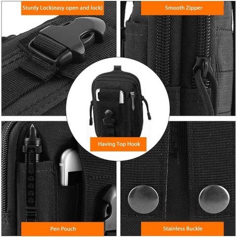 Borseta tactica, militara multifunctionala pentru camping, drumetii, pescuit, 18x13x6 cm - Camuflaj [8]