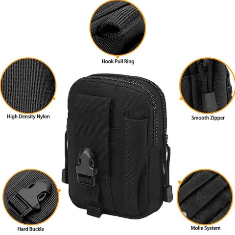 Borseta tactica, militara multifunctionala pentru camping, drumetii, pescuit, 18x13x6 cm - Camuflaj [7]