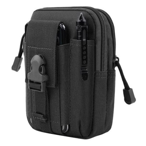 Borseta tactica pentru talie multifunctionala 1L, organizator EDC, poliester rezistent, impermeabila, neagra, 18 cm [1]