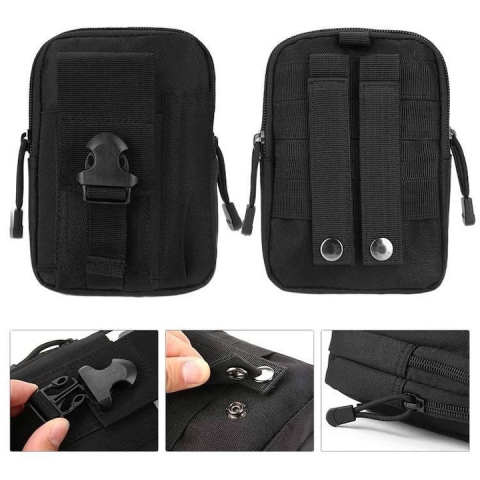 Borseta tactica pentru talie multifunctionala 1L, organizator EDC, poliester rezistent, impermeabila, neagra, 18 cm [3]