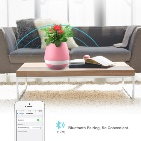 Boxa bluetooth, ghiveci muzical cu lumina de veghe, 5W - Alb [7]
