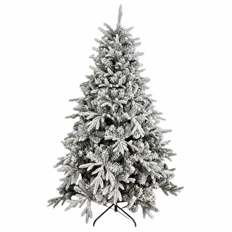 CASA & GRADINA - Brad de Craciun artificial alb 220 cm, diametru 135 cm, molid flocat cu efect de zapada, 946 varfuri