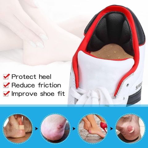 Branturi pentru calcai cu pernite din spuma cu memorie, 2 piese, confort sporit si amortizare, autoadezive, design universal pentru reducerea frecarii si stabilizarea piciorului, culoare negru [8]