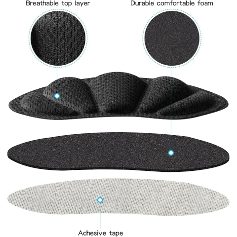 Branturi pentru calcai cu pernite din spuma cu memorie, 2 piese, confort sporit si amortizare, autoadezive, design universal pentru reducerea frecarii si stabilizarea piciorului, culoare negru [7]