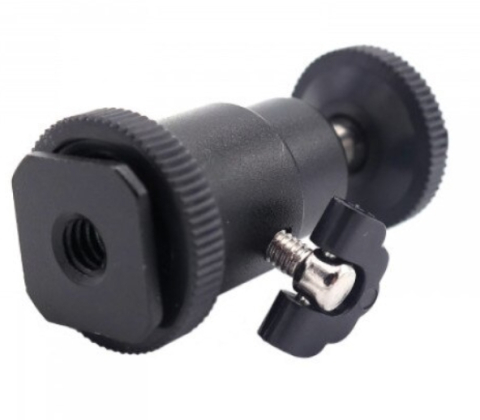 Brat cotit metalic cu cap de bila 360° rotativ, montura 1/4 inch si patina hot shoe, adaptor aluminiu pentru suport telefon, camere foto si accesorii vlogging [2]