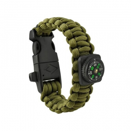 Pescuit - Kit Supravietuire de camping tip Bratara Survival 5in1 - Verde