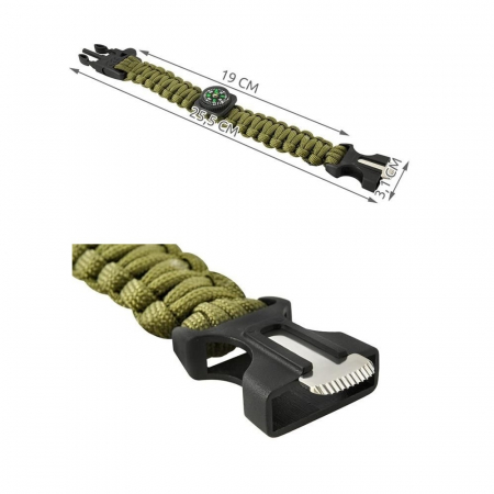 Kit Supravietuire de camping tip Bratara Survival 5in1 - Verde [2]