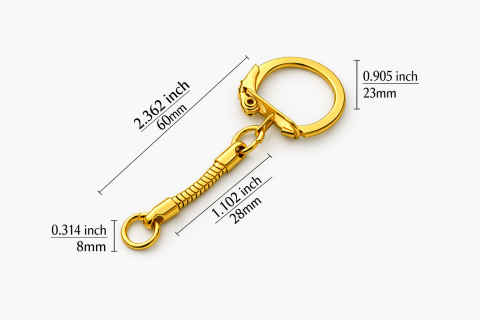 Breloc auriu cu carabina laterala si lant metalic pentru chei, genti, fermoare si accesorii handmade, 6 cm [3]