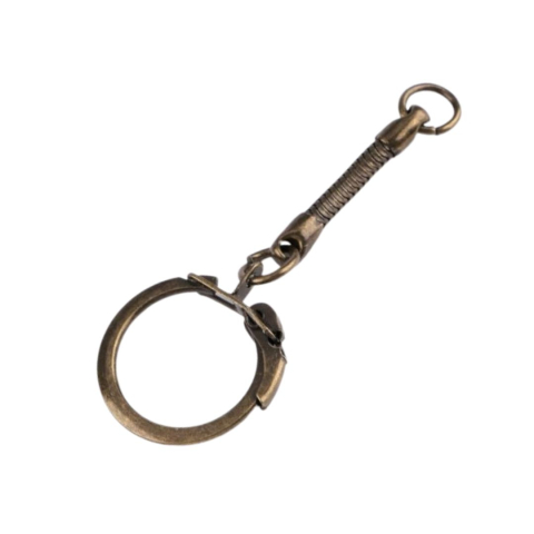 CASA & GRADINA - Breloc bronz cu carabina laterala si lant metalic pentru chei, genti, fermoare si accesorii handmade, 6 cm