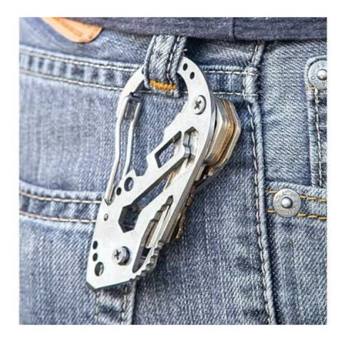 Breloc carabiniera multifunctionala organizator chei, multitool din otel inoxidabil cu surubelnita, deschizator sticle si cheie fixa [2]