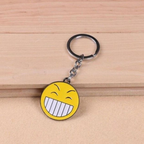 Breloc chei emoticon zambitor, fata comica, metalic, galben, 9.8 x 3.8 cm, inel 2.6 cm, accesoriu decorativ [1]