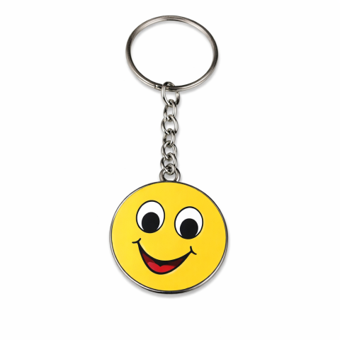 CASA & GRADINA - Breloc chei emoticon zambitor, metalic, galben, 9.8 x 3.8 cm, inel 2.6 cm, accesoriu decorativ