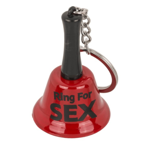 CASA & GRADINA - Breloc clopotel „Ring for Sex” rosu cu inel si lant, accesoriu distractiv sonor, inaltime 6.5 cm