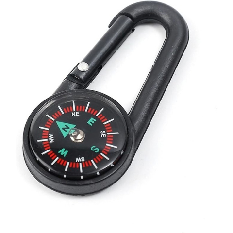 CASA & GRADINA - Breloc cu busola si carabina, accesoriu orientare camping drumetii, plastic rezistent, negru, 7 cm
