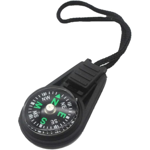 Breloc cu busola si snur, accesoriu drumetii camping orientare, compact si usor, negru, 13 cm [4]