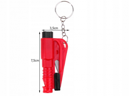Breloc de supravietuire multifunctional 3in1,ciocan,cutit,fluier - Rosu [2]