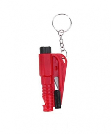Alte gadgeturi auto - Breloc de supravietuire multifunctional 3in1,ciocan,cutit,fluier - Rosu