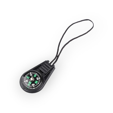 Camping - Breloc din plastic cu mini busola 2,5x4 cm - Negru
