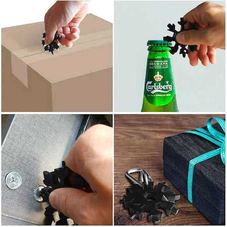 Surubelnita multifunctionala,18 in1, Model fulg de nea 6x6 cm - Negru [5]