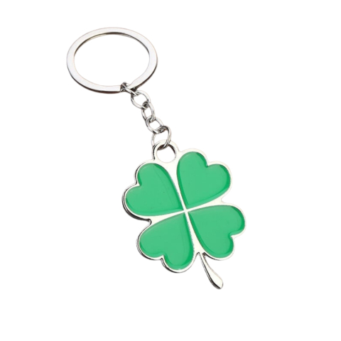CASA & GRADINA - Breloc in forma de trifoi cu 4 foi, metalic, simbol noroc, 4 cm, verde