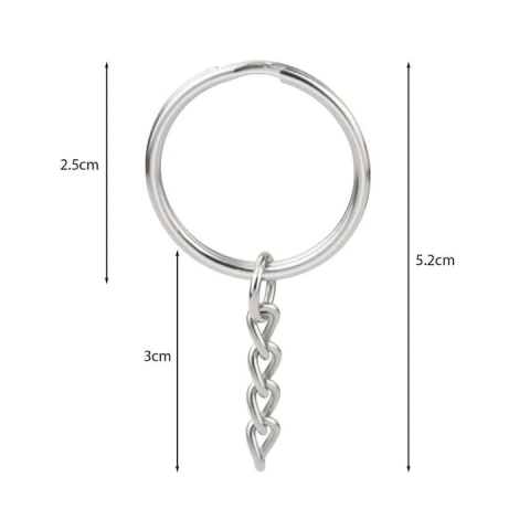 Breloc metalic cu lant, metal nichelat rezistent, pentru accesorii si proiecte DIY, 5 bucati [3]