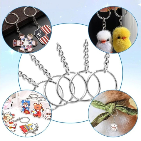 Breloc metalic cu lant, metal nichelat rezistent, pentru accesorii si proiecte DIY, 5 bucati [6]