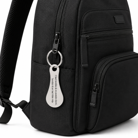 Breloc metalic gravat "Cand incetam sa ne asumam riscuri, incetam sa ne mai traim viata", argintiu, accesoriu pentru chei, geanta si rucsac, cadou inspirational [1]