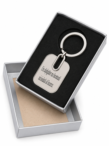 Breloc metalic gravat "Un castigator nu inceteaza niciodata sa incerce.", accesoriu elegant pentru chei, geanta sau rucsac, livrat in cutie cadou premium [4]
