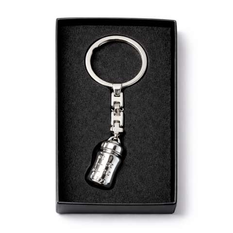 Breloc metalic model biberon, finisaj lucios elegant, lungime 10 cm, inel 3.5 cm, accesoriu chei, cutie cadou inclusa [2]